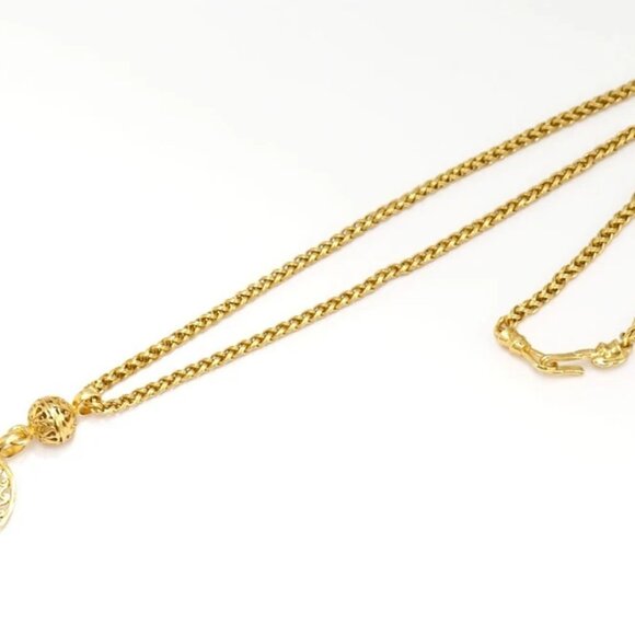 CHANEL CC Logos Filigree Ball Necklace 30" Gold Tone 95A Auth w/Box #24382 - Picture 4 of 10